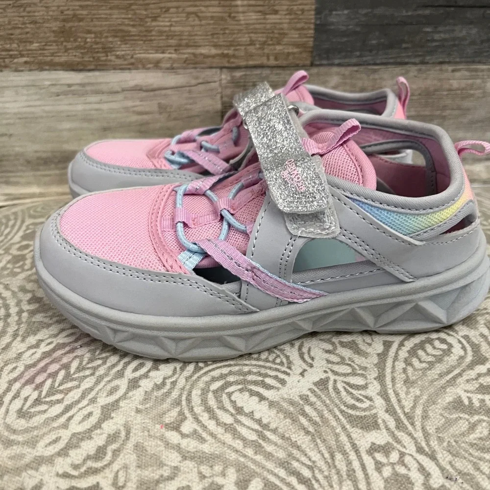 OshKosh Bgosh Girls Pink Grey Glitter Washable Water Shoes Sneakers Size 12M
